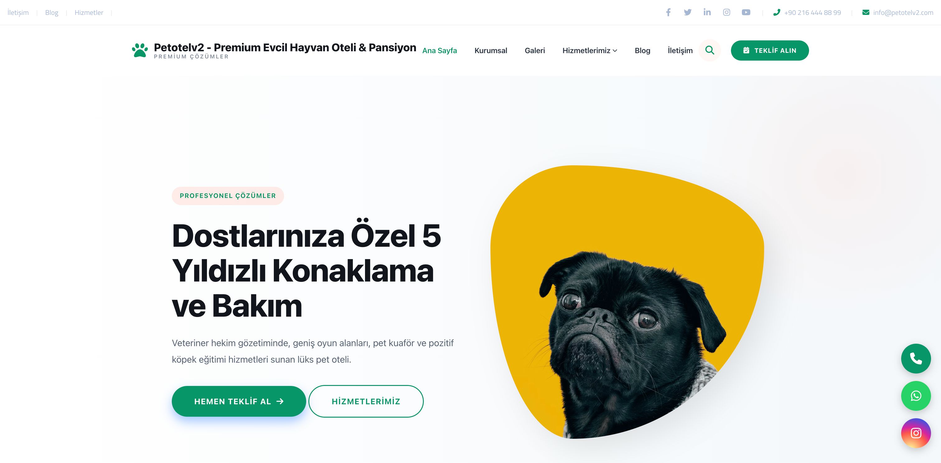 Pet Otel & Kedi Köpek Pansiyonu V2 Arayüzü